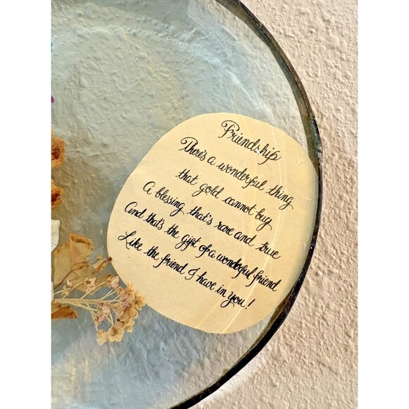Vintage Pressed Flowers Friendship Suncatcher Wall Hang - Picture 2 of 9